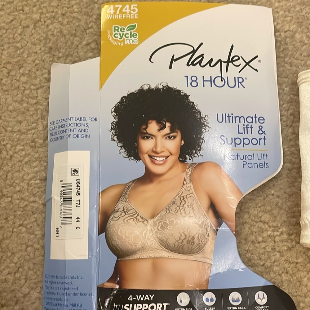 Playtex 18 Hour Wireless Bra #4745 with Ultimate Lift and Support Beige 44C